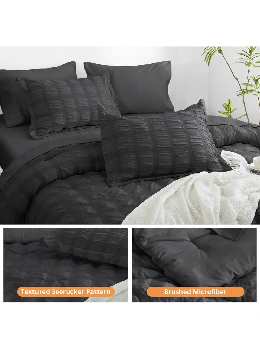 ⛱️7-Piece Seersucker Comforter & Bedding Set - Queen